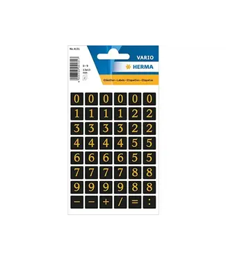 Feestdeco Stickers Getallen 0-9 Goud op Zwart | 13x13mm 96 stuks