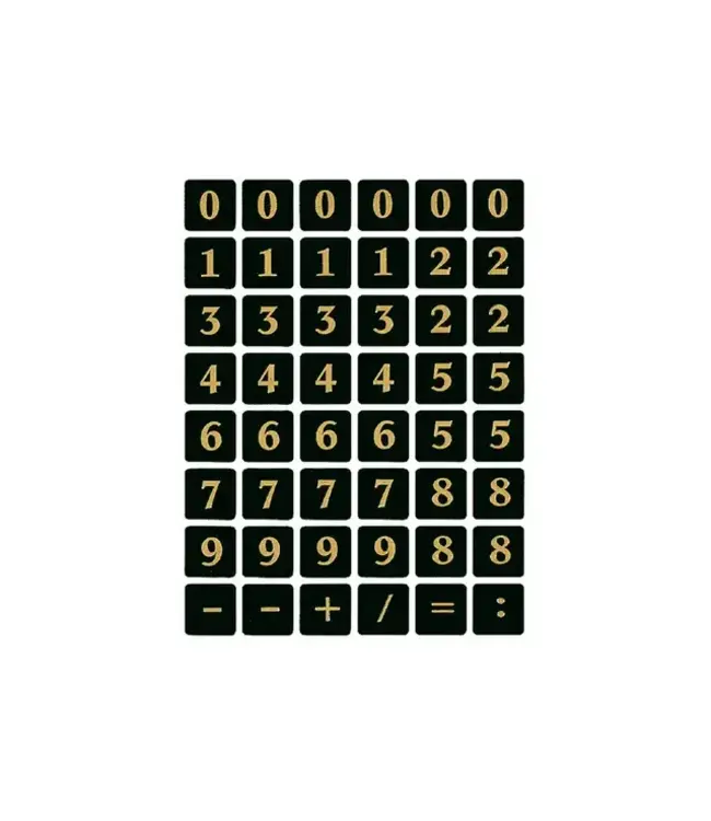Stickers Getallen 0-9 Goud op Zwart | 13x13mm 96 stuks