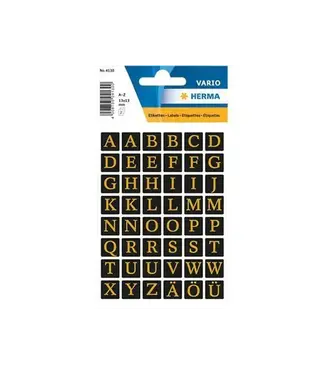 Feestdeco Stickers Letters A-Z Goud op Zwart | 13x13mm 96 stuks