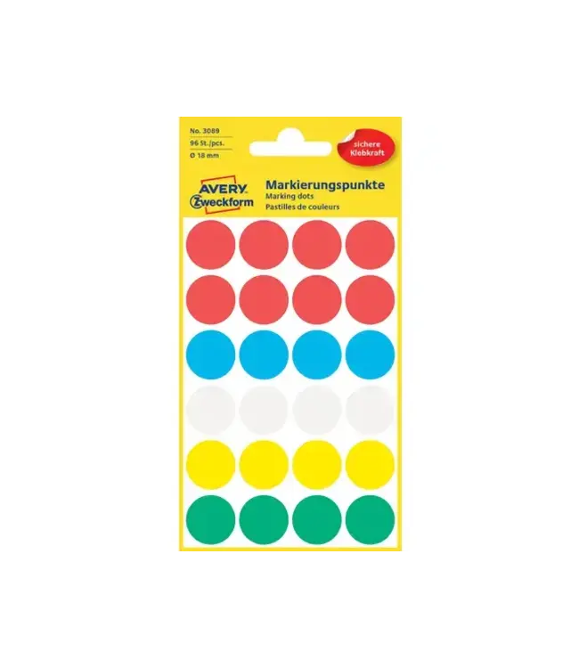 Etiketten rond Ø18mm assorti | 96 stuks