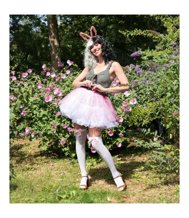 Kousen wit met roze strikje | OneSize | 70 denier