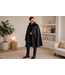 Cape met capuchon luxe zwart satijn | 130cm