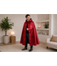 Cape met capuchon luxe rood satijn | 130 cm
