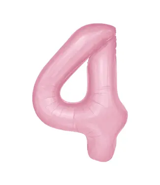 PartyPal Cijferballon 4 lichtroze | 100 cm