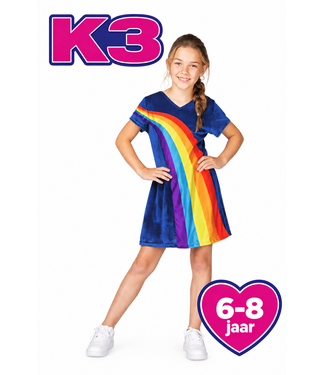 Studio 100 K3 Verkleedjurk - Regenboog Blauw, 6-8 jaar