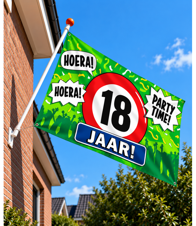 XXL vlag 18 jaar | 150 x 90 cm