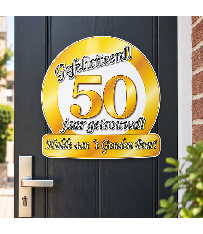Huldebord 50 Jaar getrouwd | Goud | 50 x 50 cm