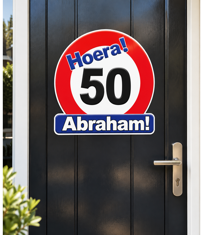 Huldebord 'Hoera 50 Abraham' | 50 x 50 cm