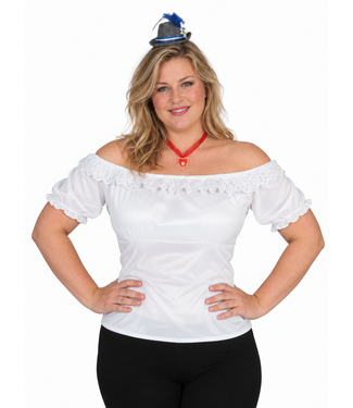 Tiroler shirt wit Dames | Maat 44-46