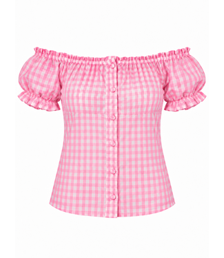 Tiroler Blouse| Roze/Wit | Maat 44-46