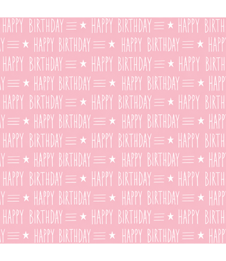 Cepewa Cadeaupapier Happy birthday lichtroze | 70cm x 2m