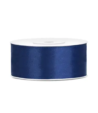 PartyDeco Satijnen lint navy blue | 25mmx25m