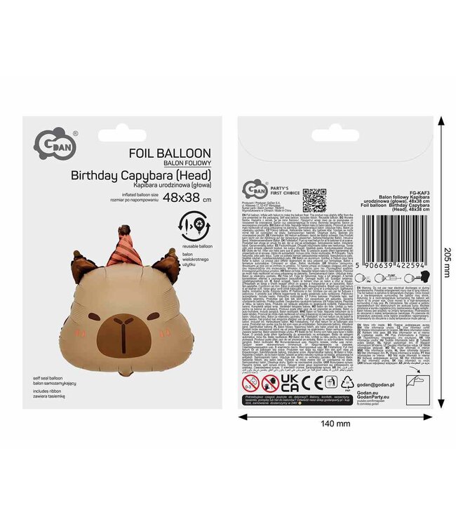 Folieballon Capibara | 48 cm