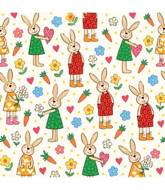 Brauns Cadeaupapier haas hartjes | 70cm x 2m