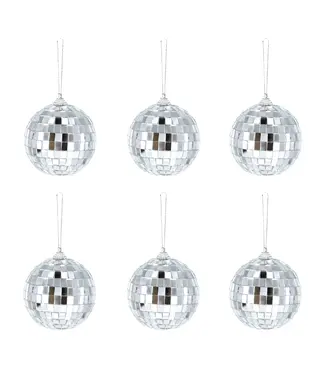 PartyPal Discoballen zilver 7cm | 6 stuks