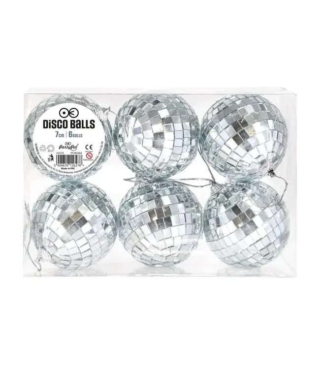 Discoballen zilver 7cm | 6 stuks
