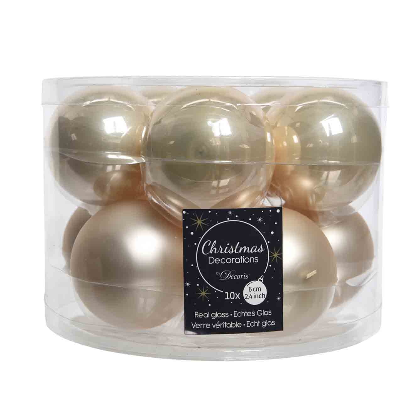 Kerstballen set 10-delig | glas | parel | 6cm