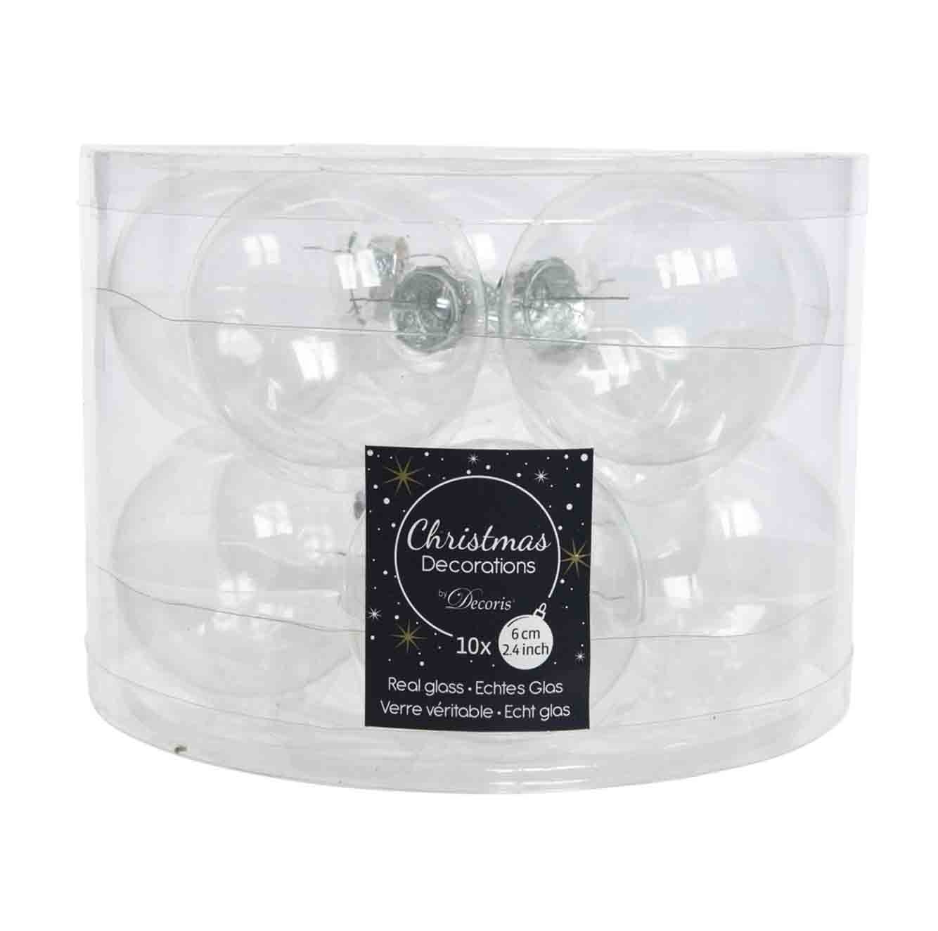 Kerstballen set 10-delig | glas | transparant | 6cm