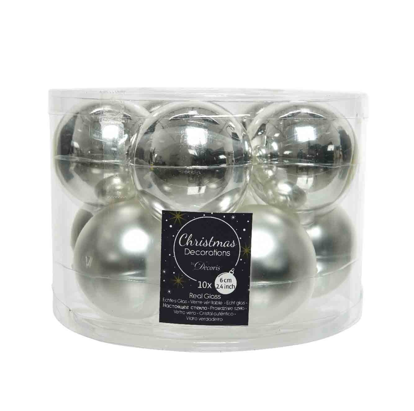 Kerstballen set 10-delig | glas | zilver | 6cm