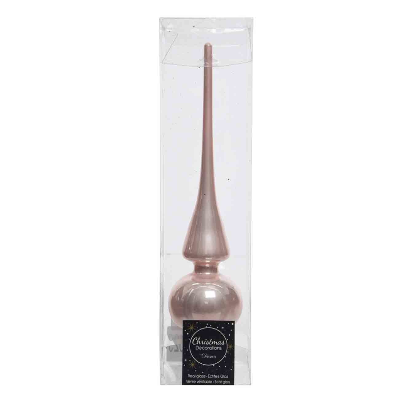 Kerstboompiek van glas | poederroze | 26cm hoog