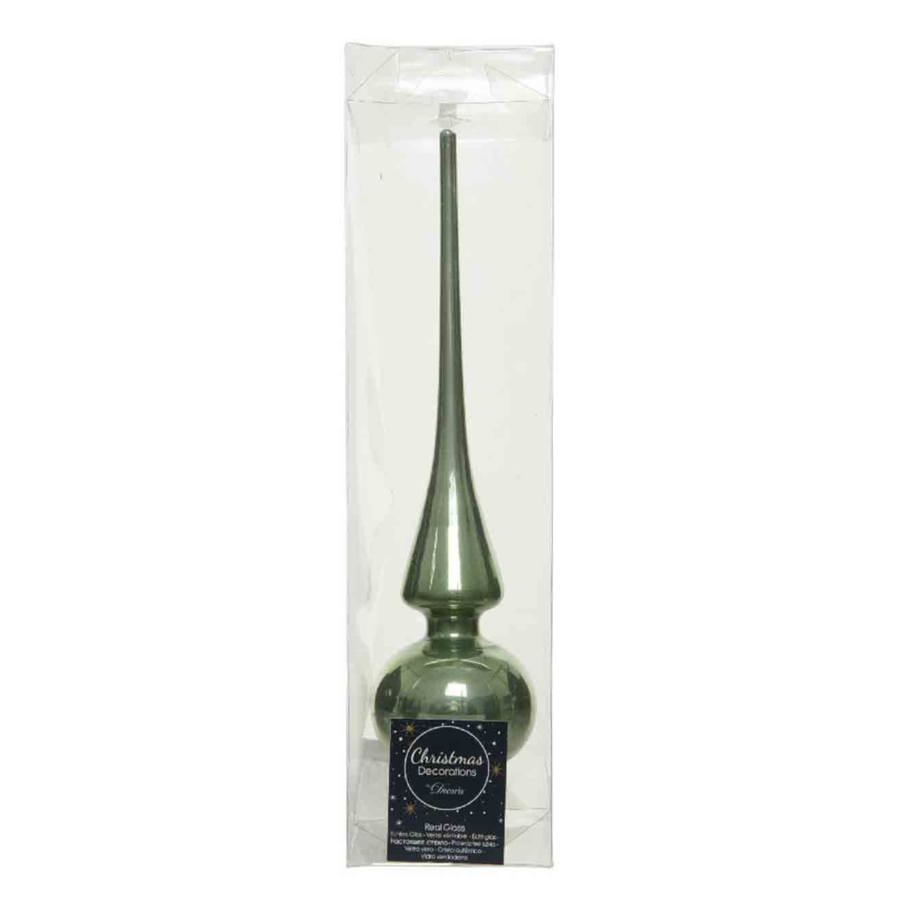 Kerstboompiek van glas | saliegroen | 26cm hoog