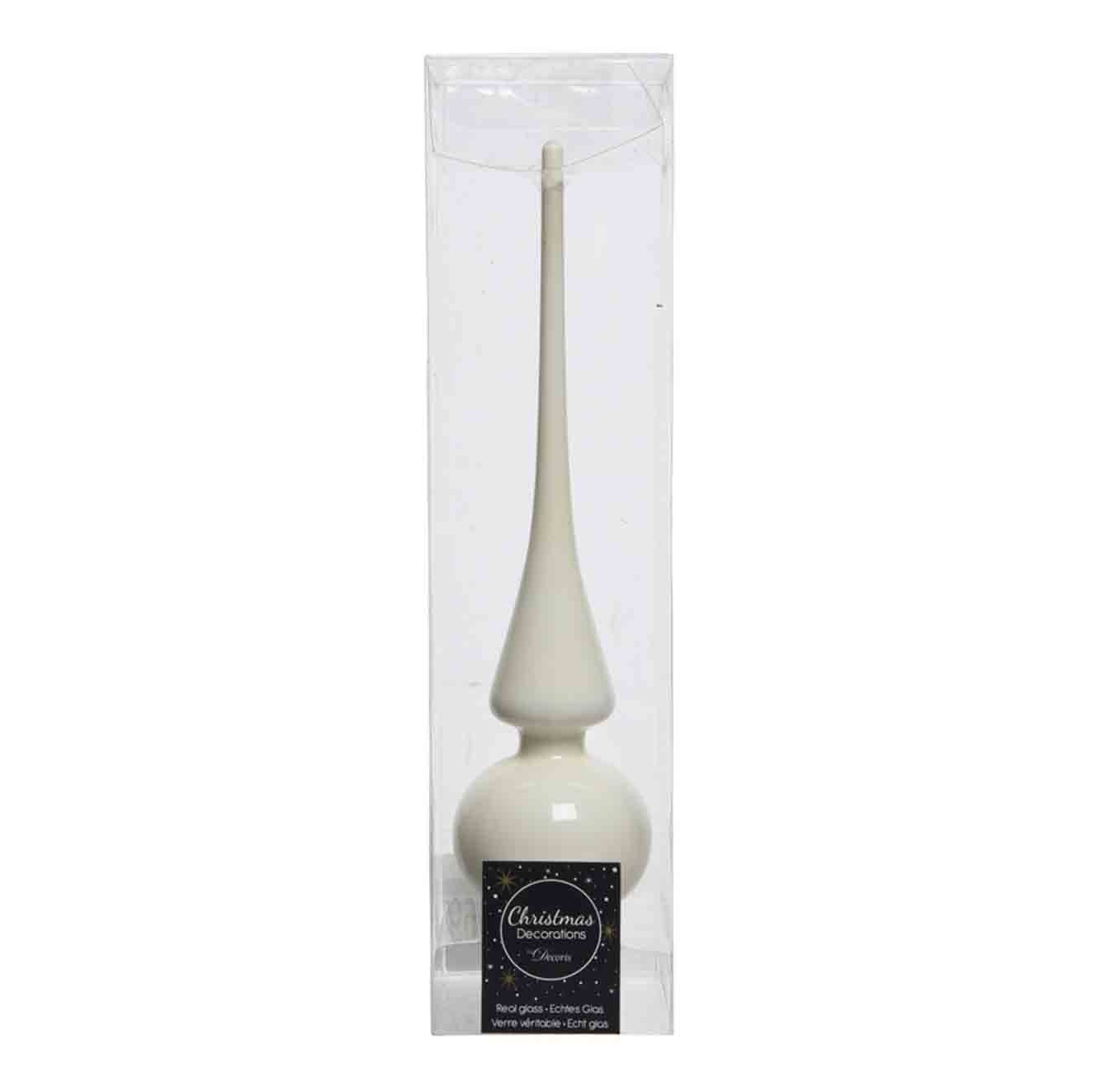 Kerstboompiek van glas | wolwit | 26cm hoog