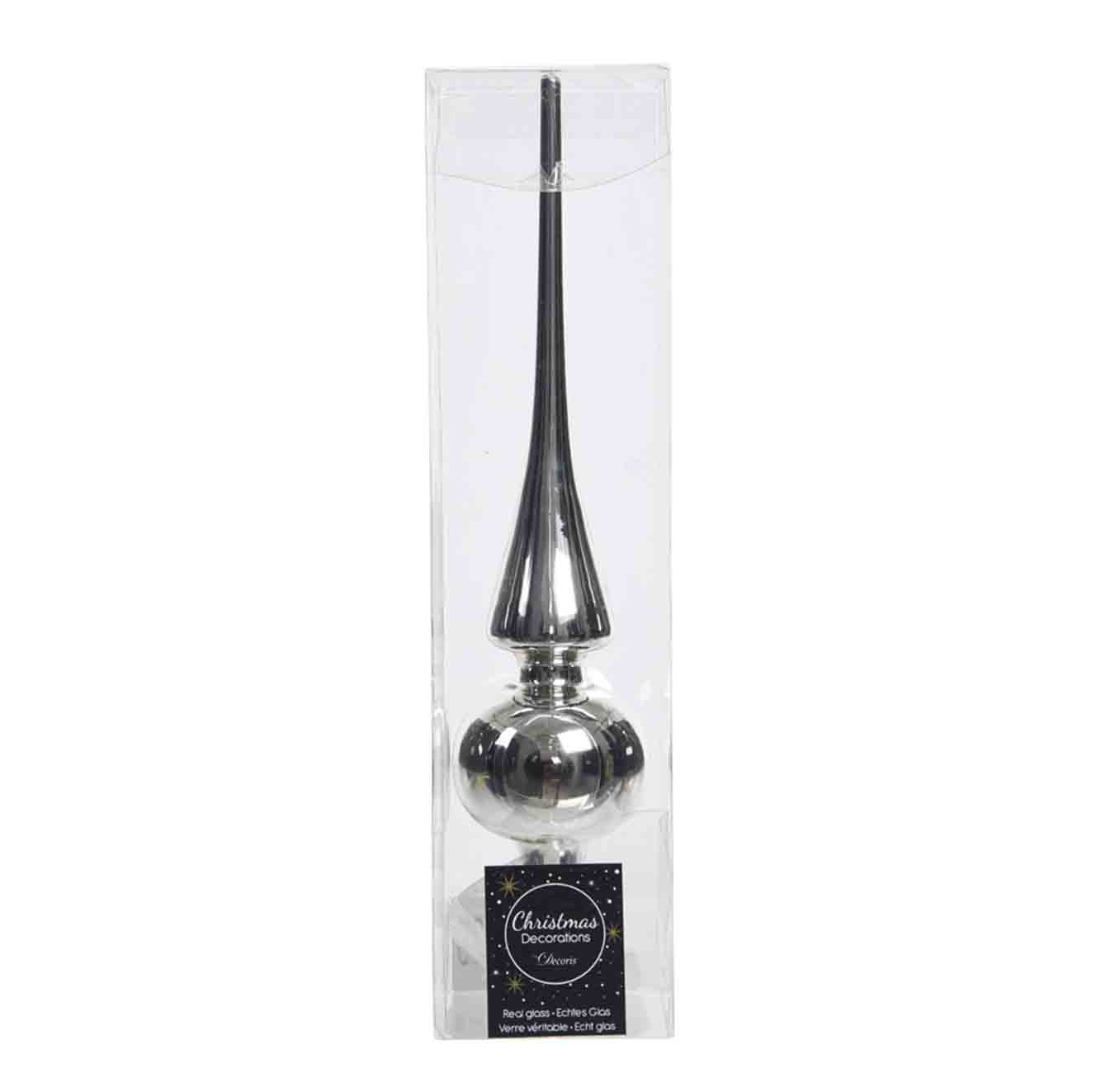 Kerstboompiek van glas | zilver | 26cm hoog