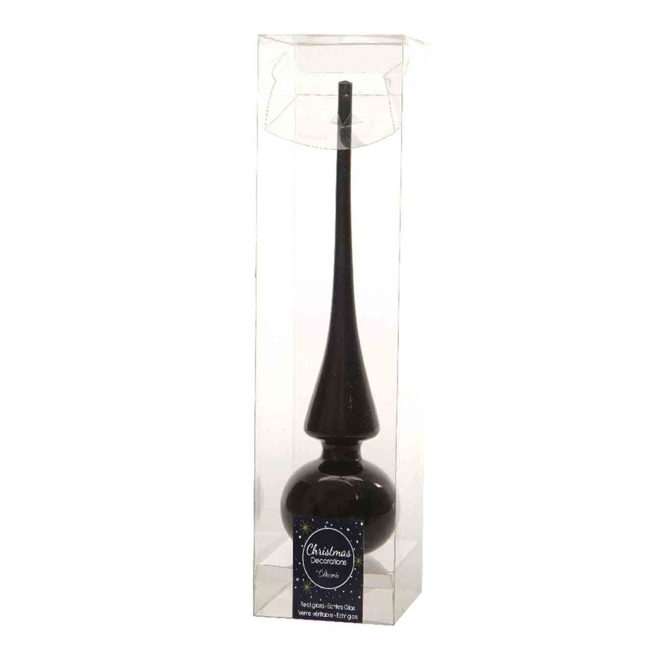 Kerstboompiek van glas | zwart | 26cm hoog