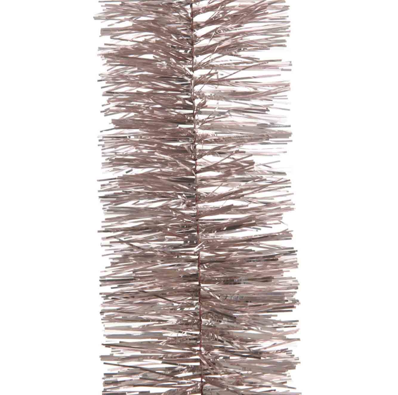 Kerstslinger lametta | glanzend poederroze | 270cm