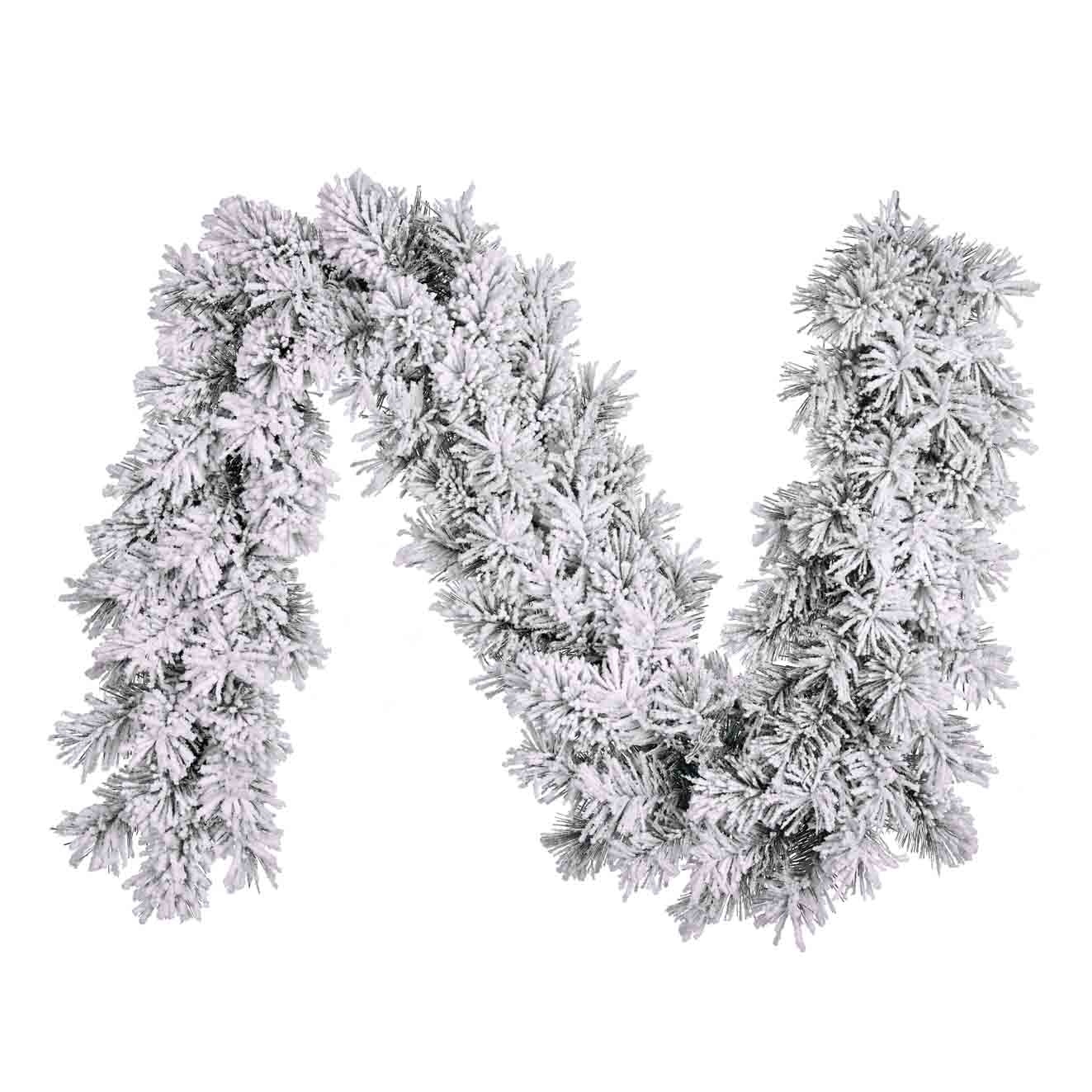 Dinsmore Frosted kerstguirlande | wit/met sneeuw | 180cm