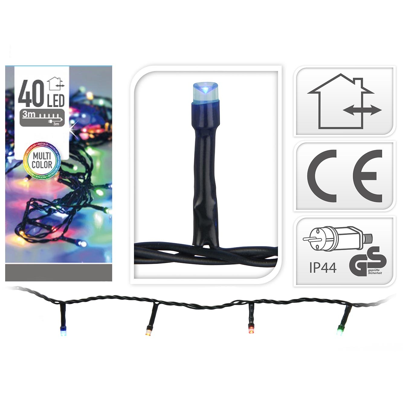 Kerstverlichting LED 40 multicolor 3m