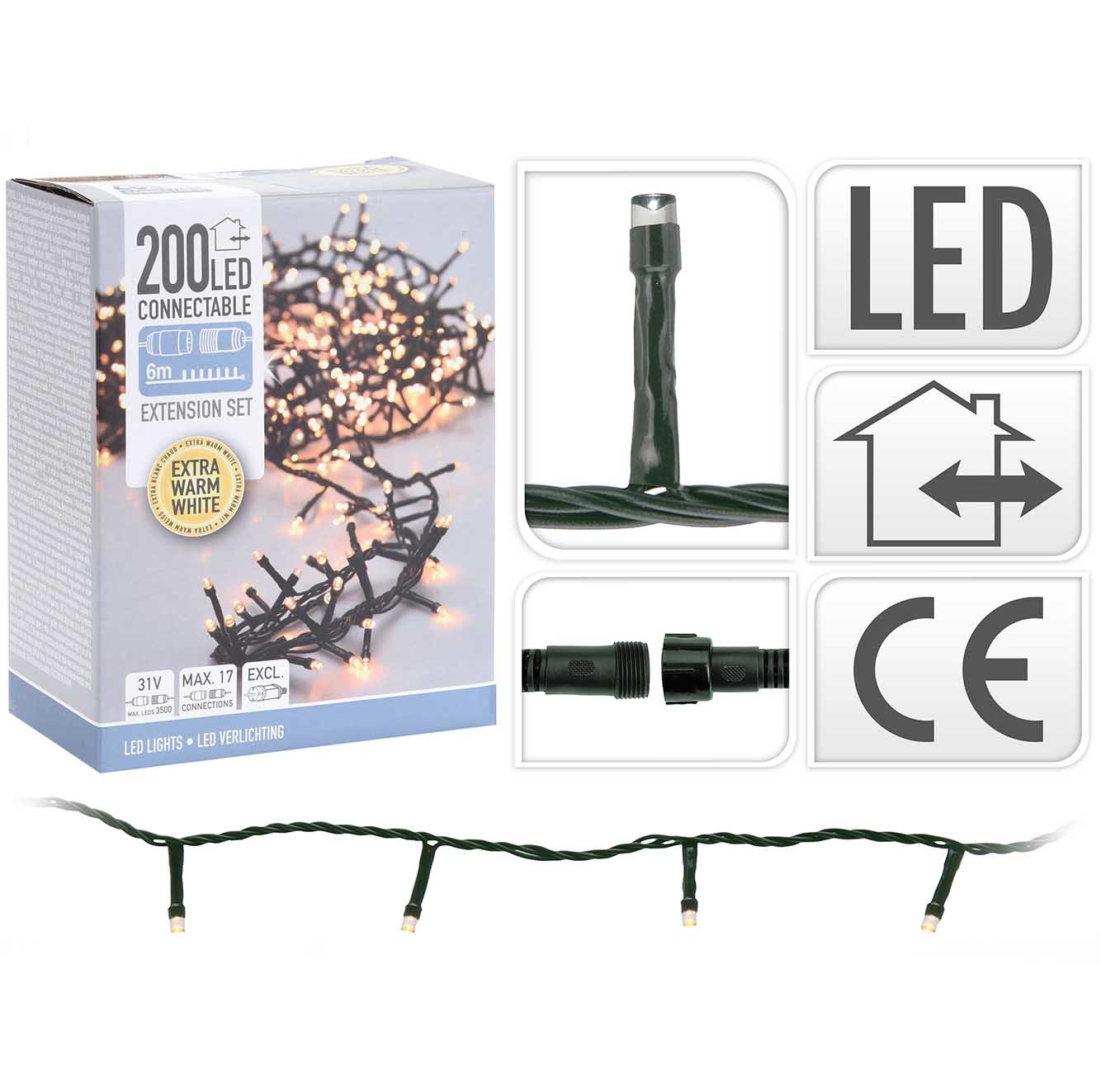 Kerstverlichting micro cluster koppelbaar 200 LED warm wit