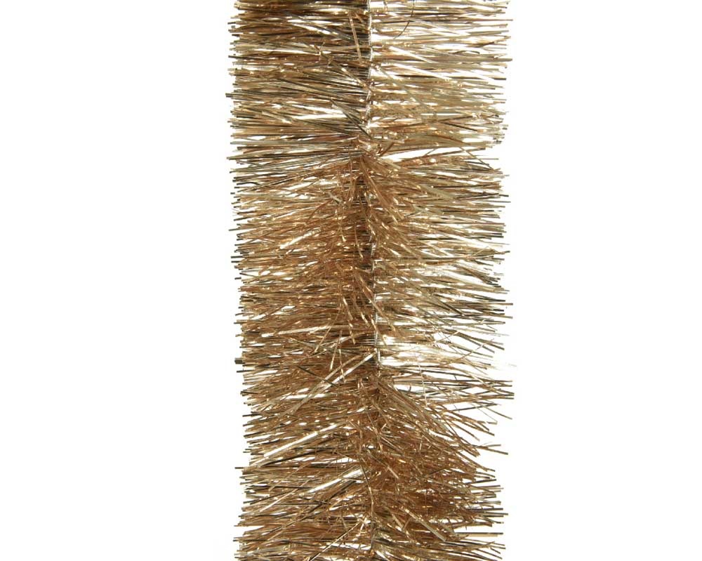 Kerstslinger lametta | glanzend camel bruin | 270cm