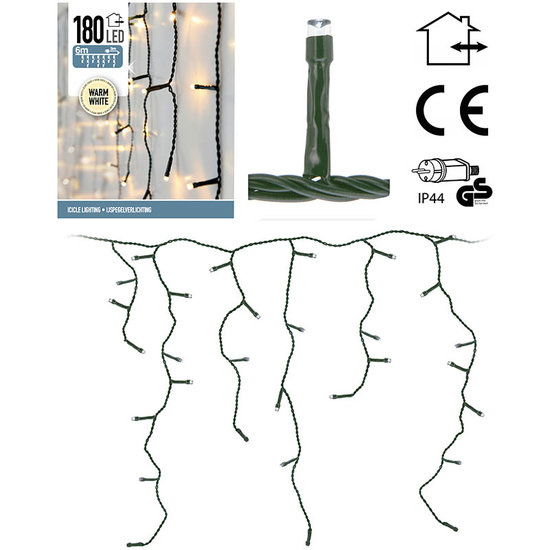 IJspegelverlichting 180 LED | 6 meter | warm wit