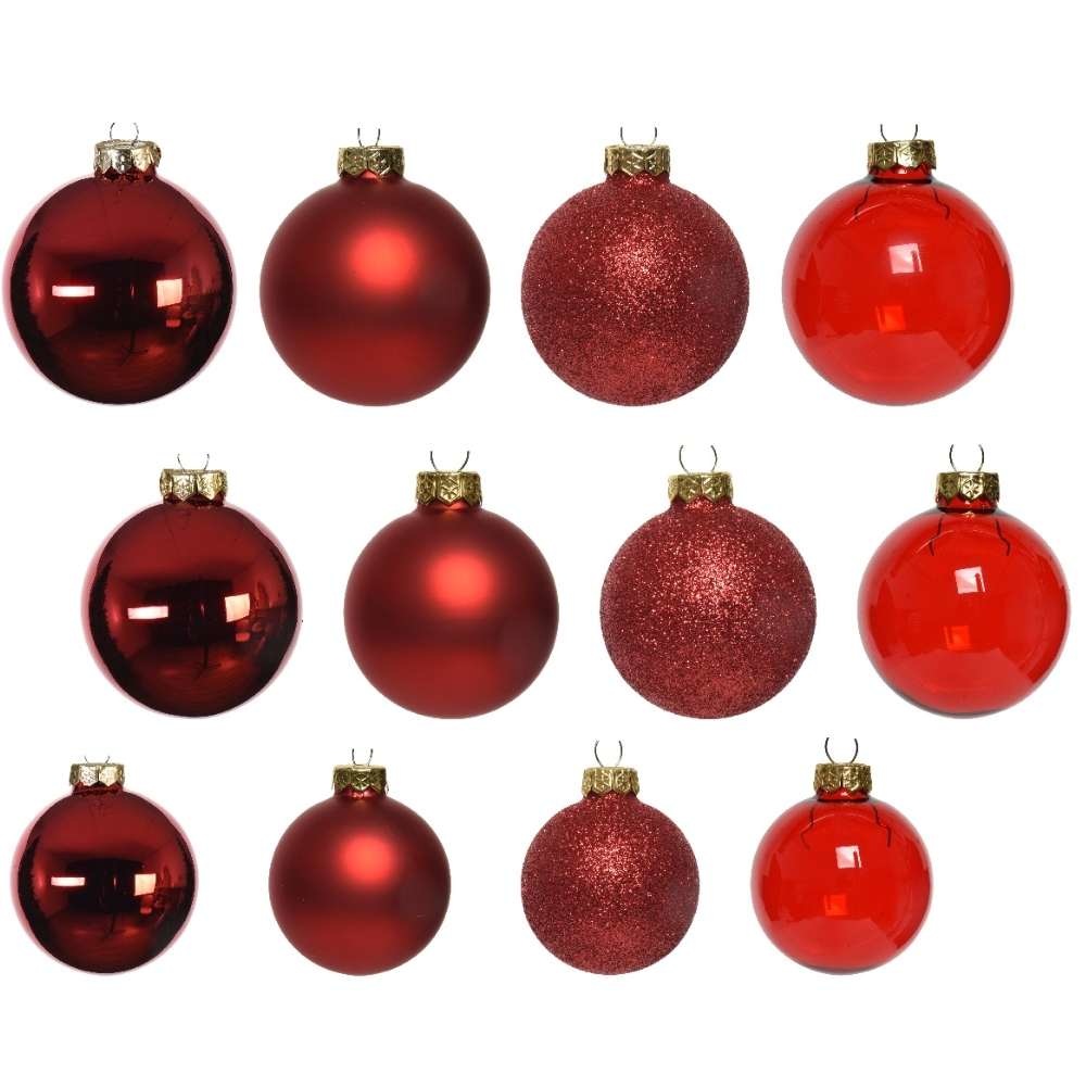 Kerstballen set 42-delig | glas | rood | diverse maten