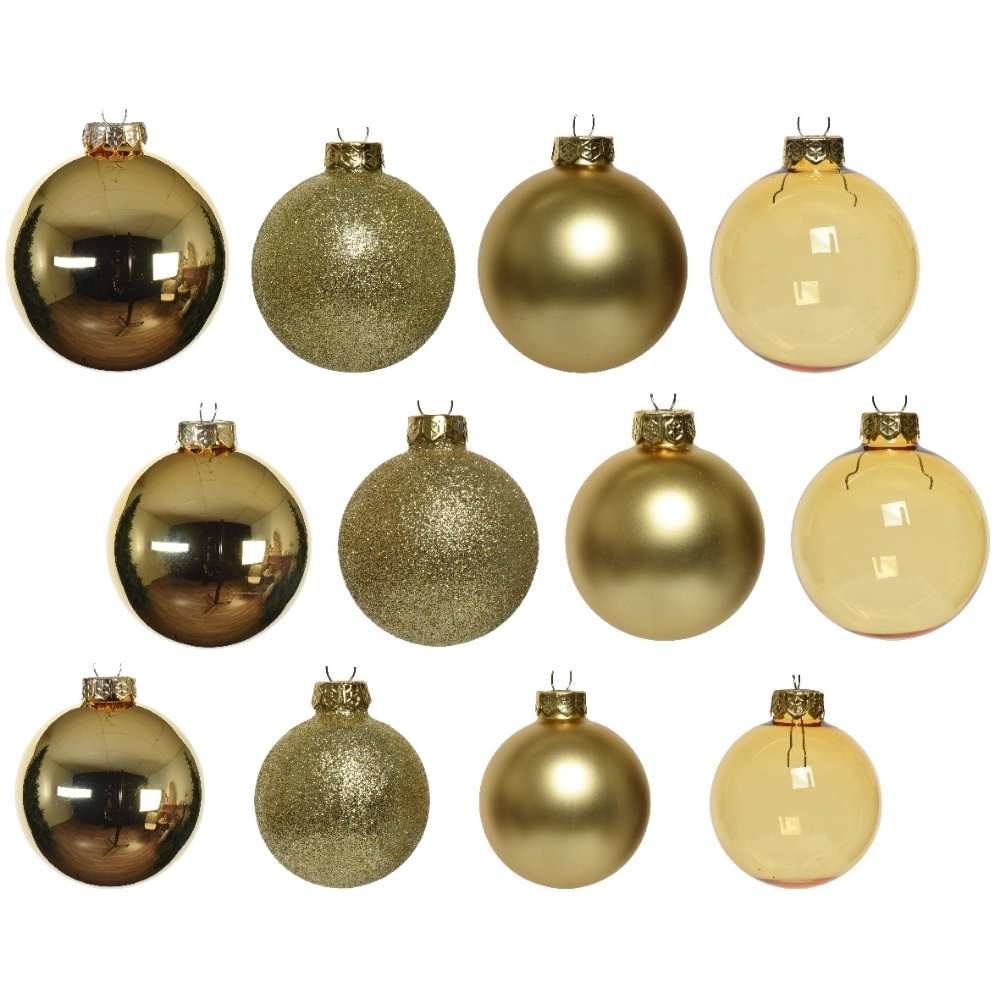 Kerstballen set 42-delig | glas | lichtgoud | diverse maten