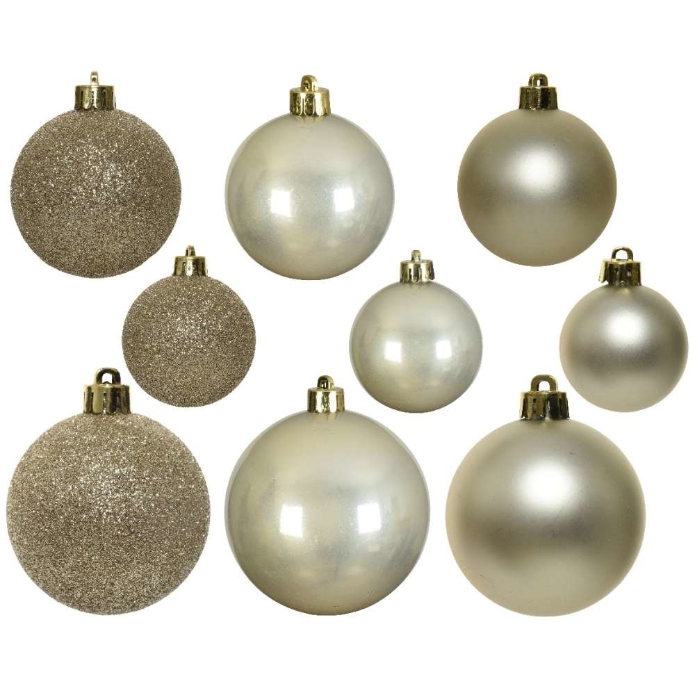 Kerstballen set 30-delig | kunststof/onbreekbaar | parel | diverse maten