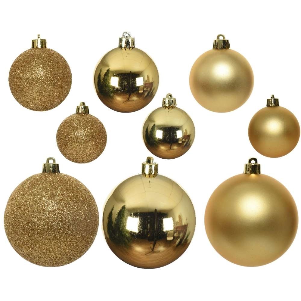 Kerstballen set 30-delig | kunststof/onbreekbaar | lichtgoud | diverse maten