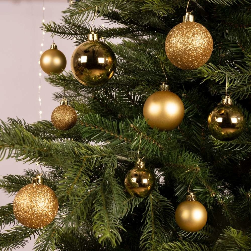 Kerstballen set 30-delig | kunststof/onbreekbaar | lichtgoud | diverse maten