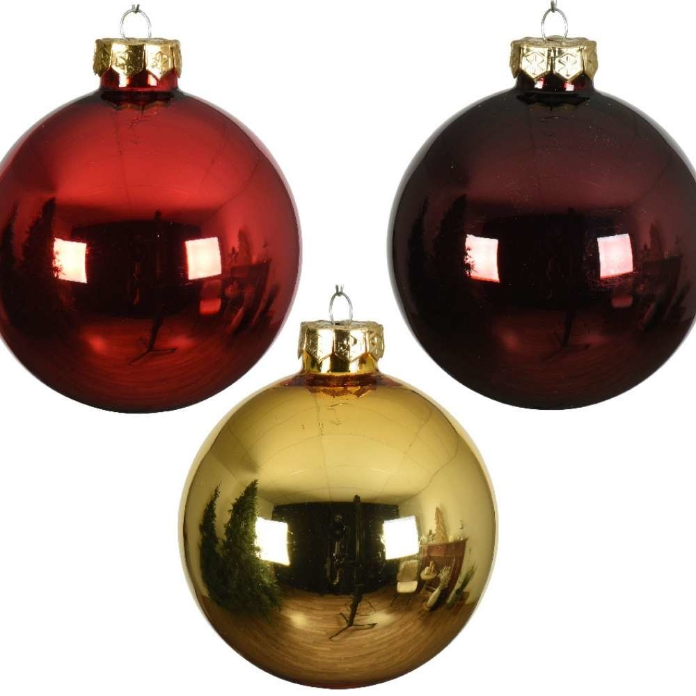 Kerstballen set 10-delig | glas | donkerrood | 6cm