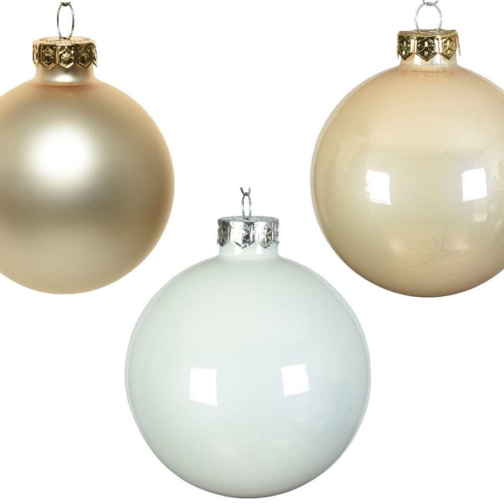 Kerstballen set 10-delig | glas | parel | 6cm