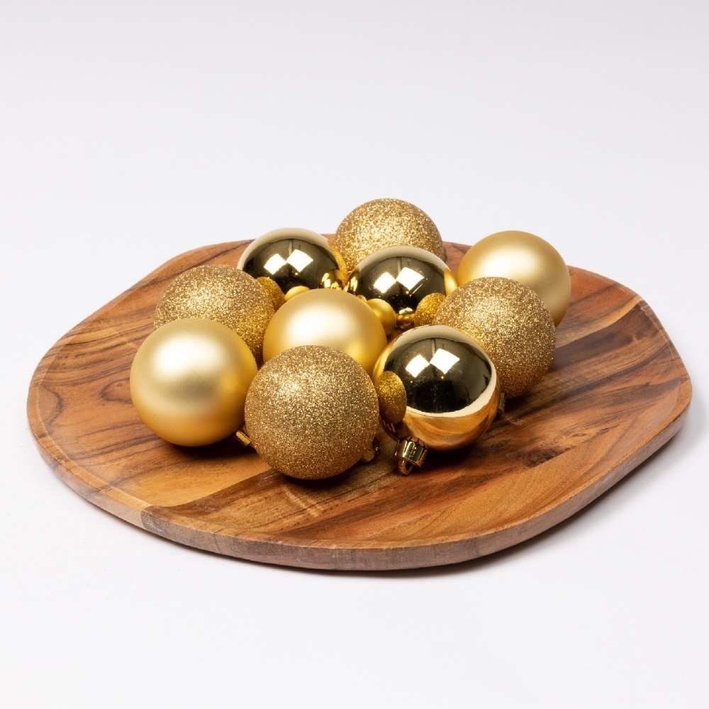 Kerstballen set 30-delig | kunststof/onbreekbaar | lichtgoud | diverse maten