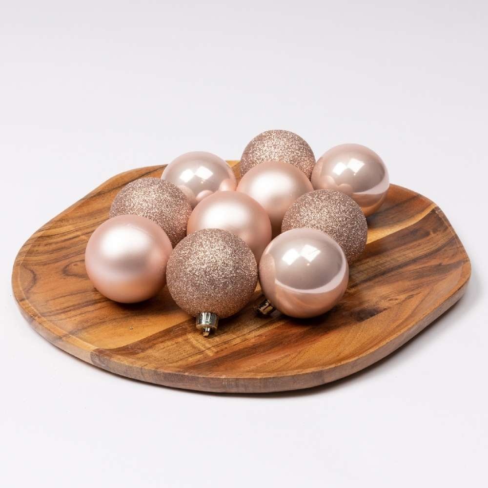 Kerstballen set 42-delig | glas | poederroze | diverse maten