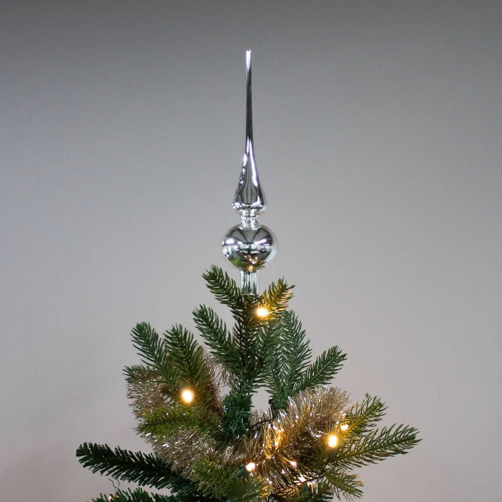 Kerstboompiek van glas | zilver | 26cm hoog