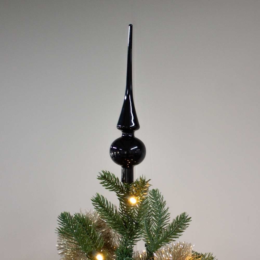 Kerstboompiek van glas | zwart | 26cm hoog
