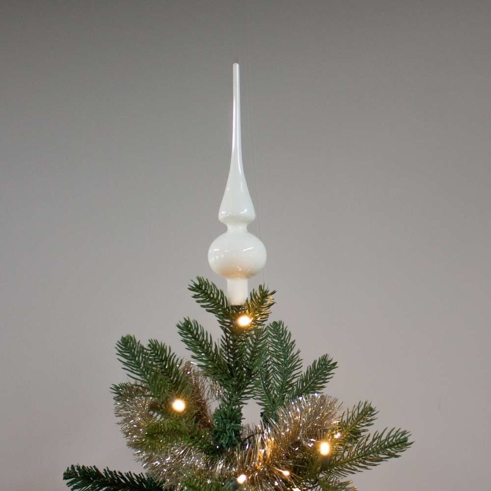 Kerstboompiek van glas | wolwit | 26cm hoog
