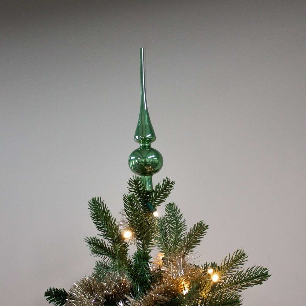 Kerstboompiek van glas | saliegroen | 26cm hoog