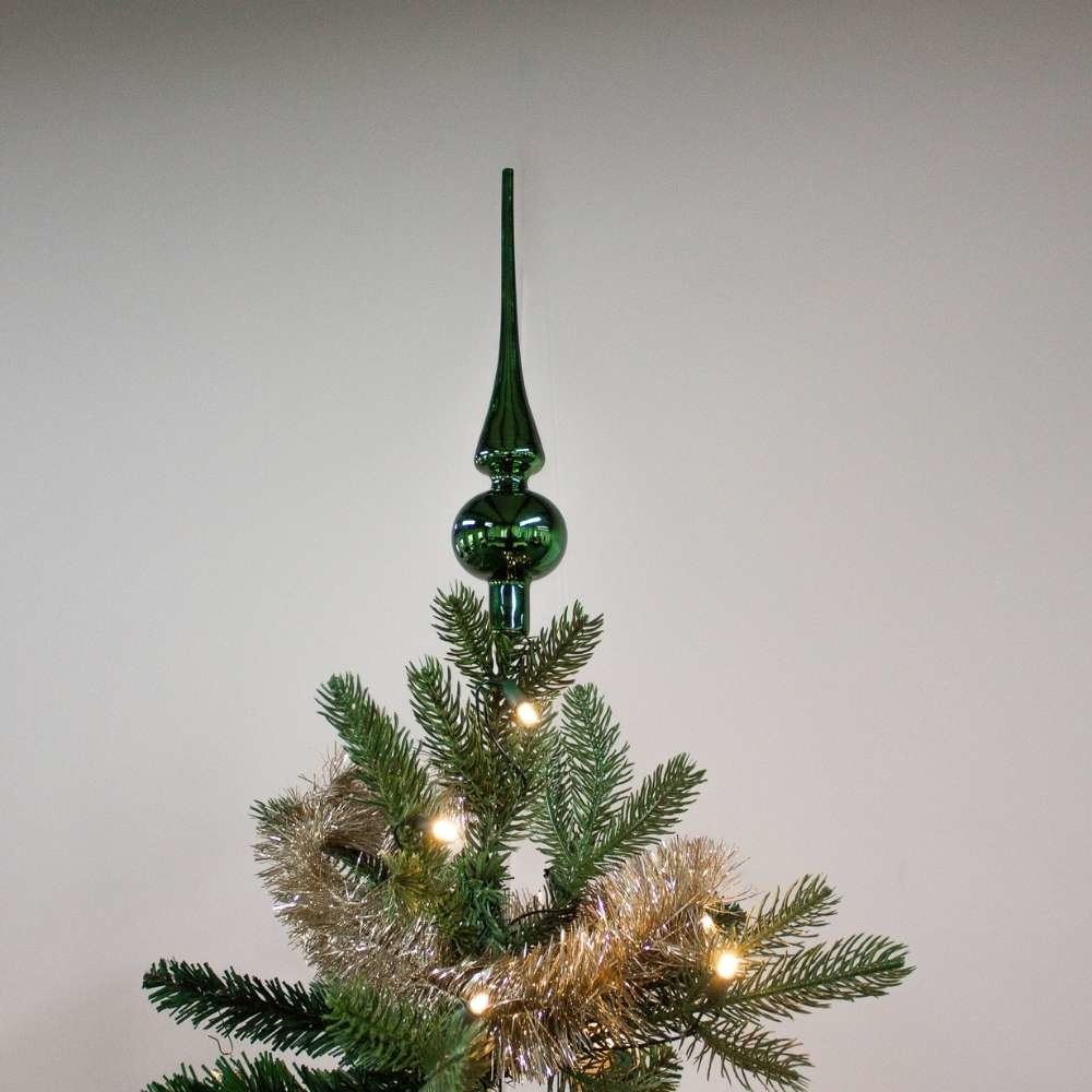 Kerstboompiek van glas | dennengroen | 26cm hoog