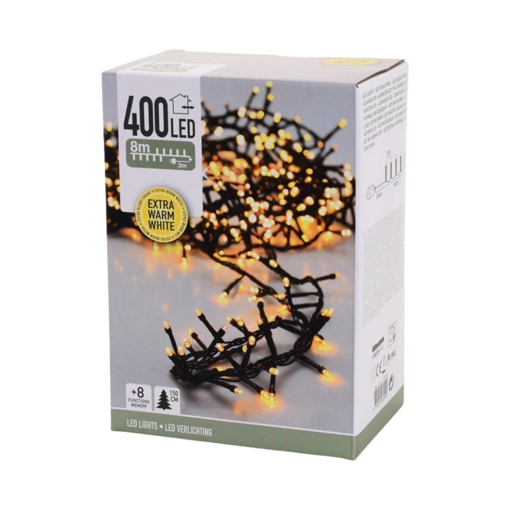 Kerstverlichting micro cluster | 400 LED lampjes | extra warm wit | 8 meter