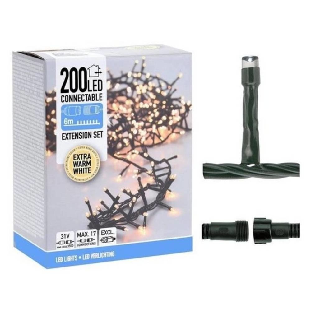 Kerstverlichting micro cluster koppelbaar | 200 LED lampjes | extra warm wit | 6 meter